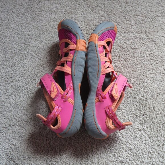 Jambu Youth Girls Water Sandals Size 4 Velcro Pink/Fuchsia/Coral/Gray Mary Jane - Picture 8 of 11